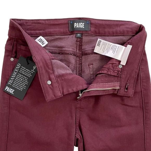 PAIGE Hoxton Ankle Skinny Jean High Rise Stretch Midnight Affair Burgundy 25 NWT - Picture 7 of 10